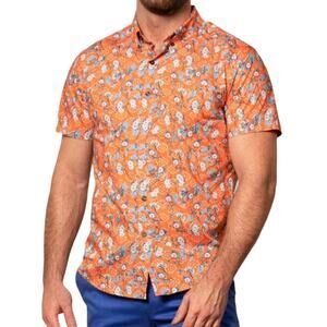 Lords of Harlech NWOT Tim Blossom Canvas Coral Short Sleeve Button Shirt Size M